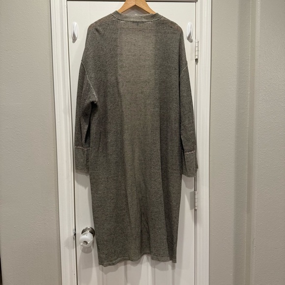 Adolfo Dominguez Kimono Jacket Women’s S Duster Cardigan Grey Linen Blend - Picture 2 of 8